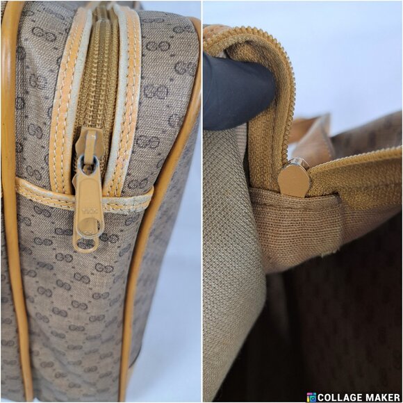 GUCCI Vintage GG Monogram Canvas Coated Weekender Travel Brown Crossbody BAG - Picture 4 of 13